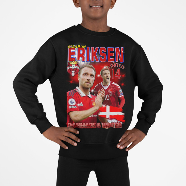 Eriksen Sweatshirt - Danmark & United spelare tröja svart 128cl