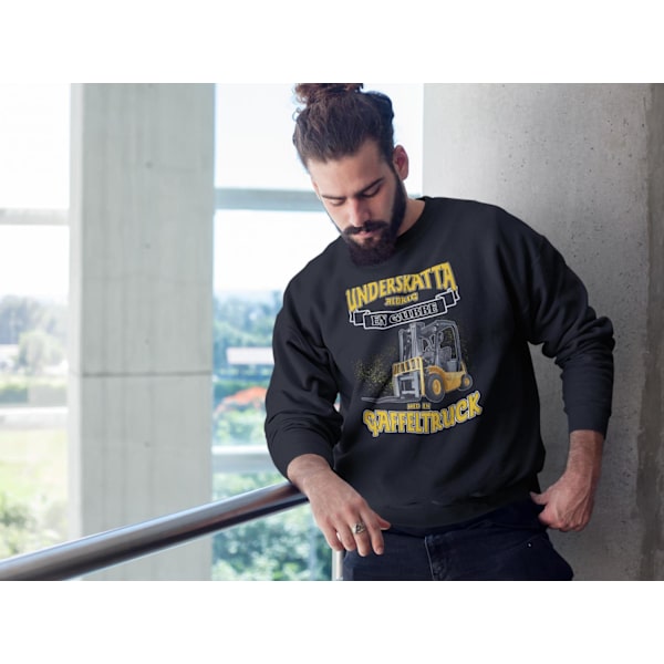 Splash gaffeltruck Sweatshirt - Underskatta aldrig gubbe svart M
