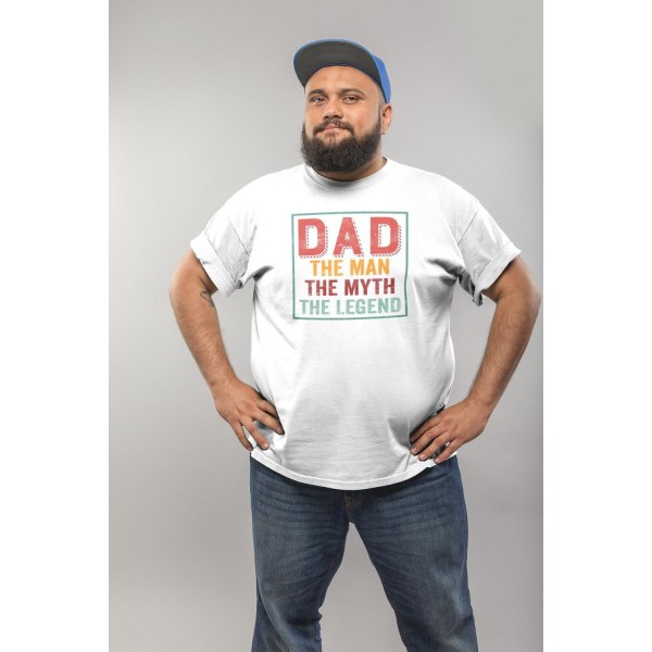 Vit pappa t-shirt . Man Myth Legend Dad XL