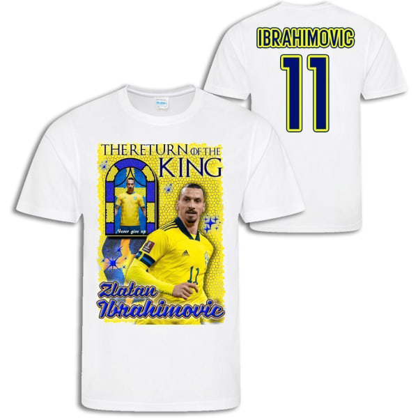 Zlatan Ibrahimovic Sverige  t-shirt med Return of the king tryck White Large