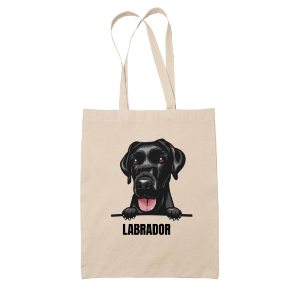 Svart Labrador tygkasse hund shopping väska Tote bag Natur one size