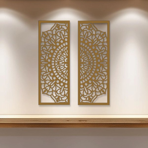 Vägg konst panel 2st paneler MDF Laser Cut Hemdekor Wall art 020