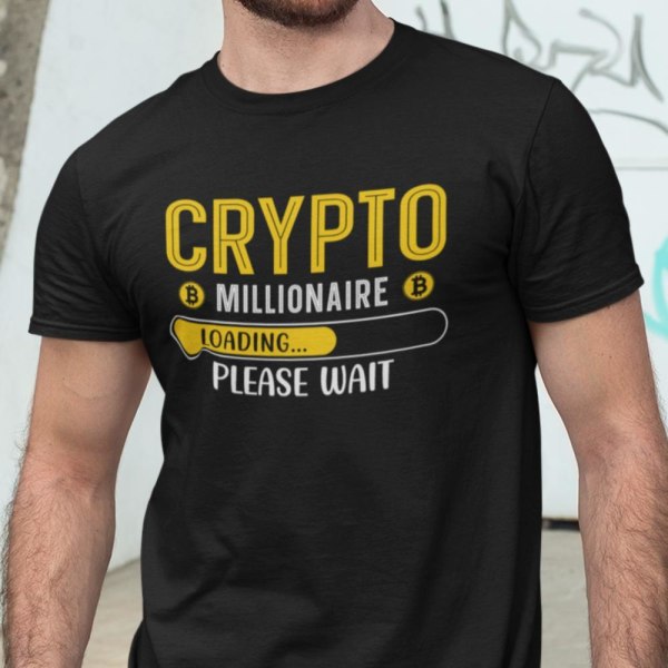 Svart T-shirt Crypto bitcoin millionare loading L