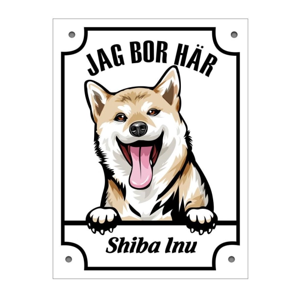 Plåtskylt Shiba inu  Kikande hund skylt Vit
