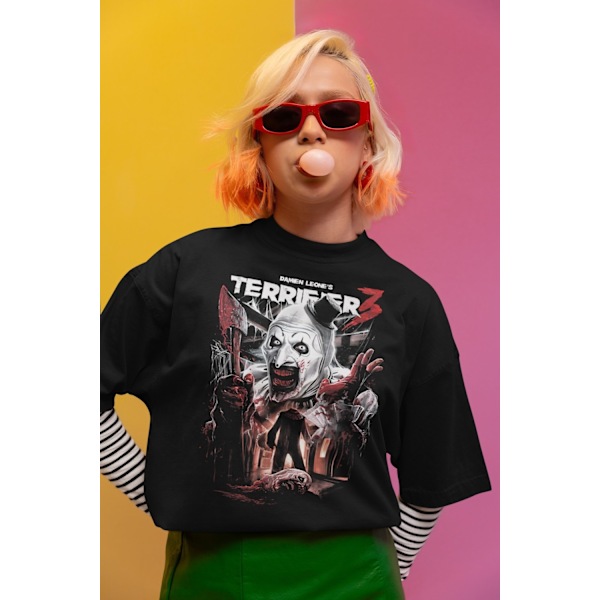 Svart skräck t-shirt Terrifier 3 slasher L