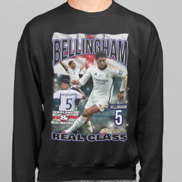Bellingham Sweatshirt Real Madrid England spillertrøje sort 140cl 9-11 år