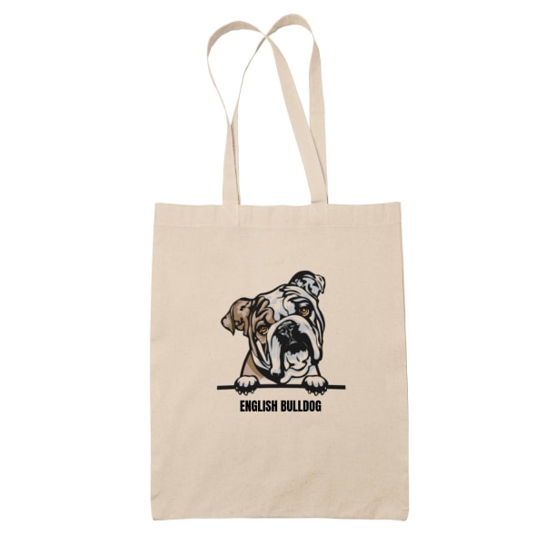 English Bulldog tygkasse hund shopping väska Tote bag Natur one size