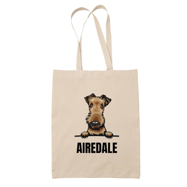 Airedale tygkasse hund shopping väska Tote bag Nature one size