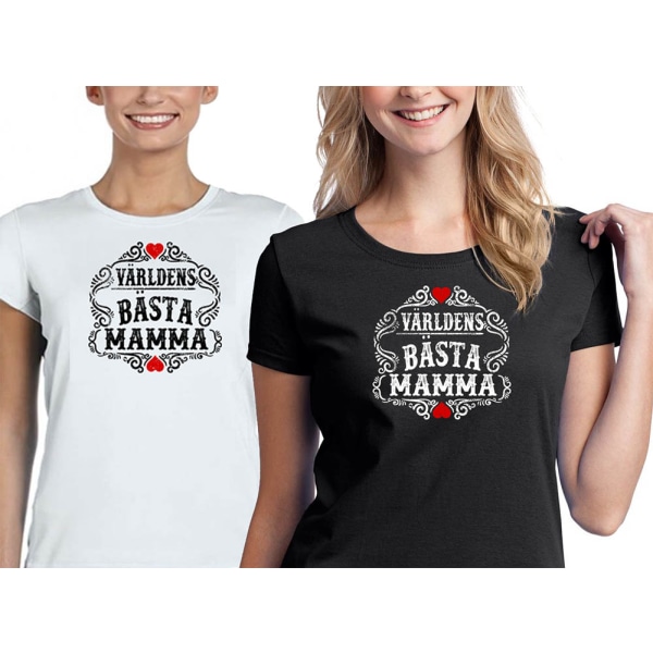 Mamma T-shirt , Världens bästa White Vit - Small