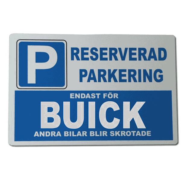 Metall plåtskylt med ' BUICK ' design - 30x20 cm skylt