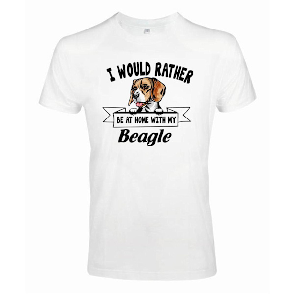 Beagle t-shirt Kikande hund t-shirt - Rather be with... White S