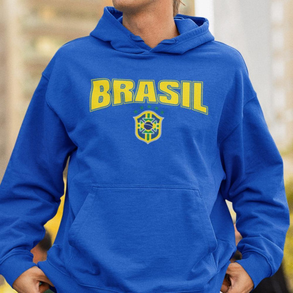 Brasil Hoodie blå - Huvtröja - Brasilien fotbollströja 140cl 9-11år