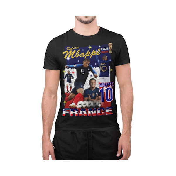 Mbappe Svart 10 t-shirt France stil VM 128cl 7-8år