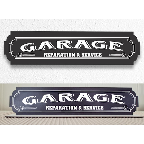 Garage svart skylt - Garageskylt med stativbasen 35x80mm
