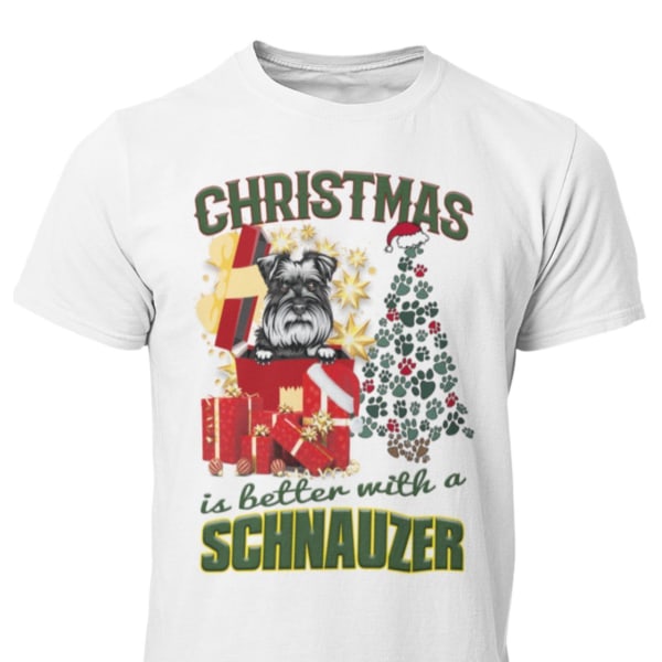 Schnauzer hundet-shirt - julen er bedre med en ... White XL