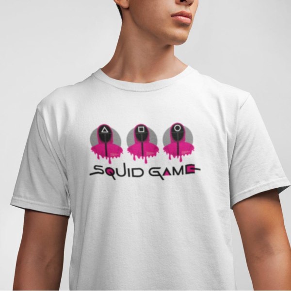 Vit T-shirt med Squid game design & mugg paket XXL
