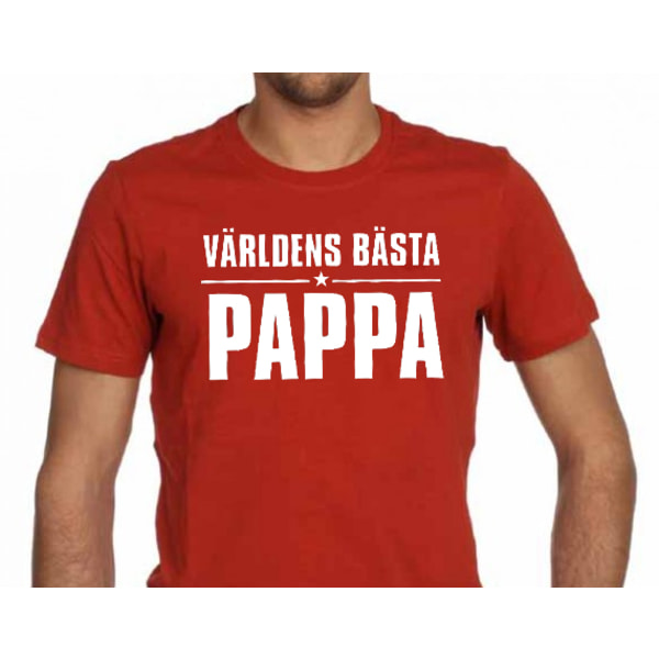 Röd T-shirt med design - Världens bästa pappa XXL