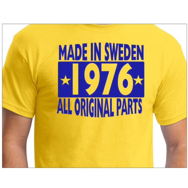 Gul T-shirt Lavet i Sverige 1976 Alle originale dele XXL