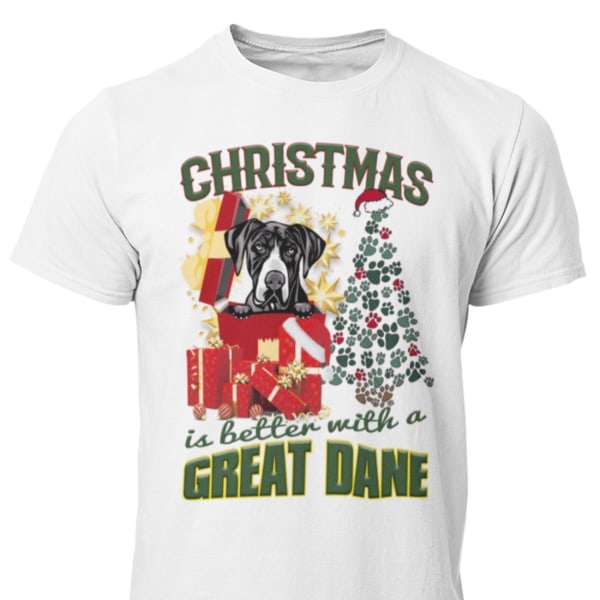 Great Dane hunde-t-shirt - julen er bedre med en ... White XXXL