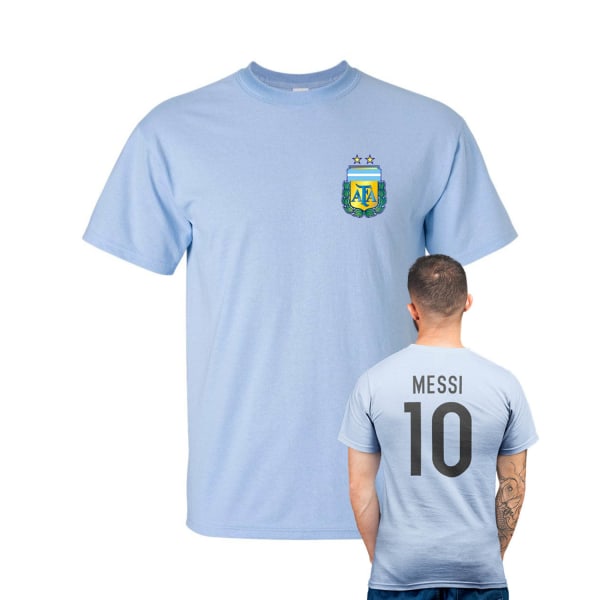 Messi Style Argentina Soccer T-paita - vaaleansininen L