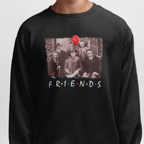 Sweatshirt til Halloween med Pennyworth, Jigsaw og venner L