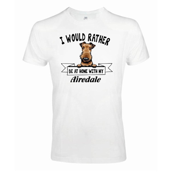 Airedale peeking dog t-shirt - Rather be with... White XL