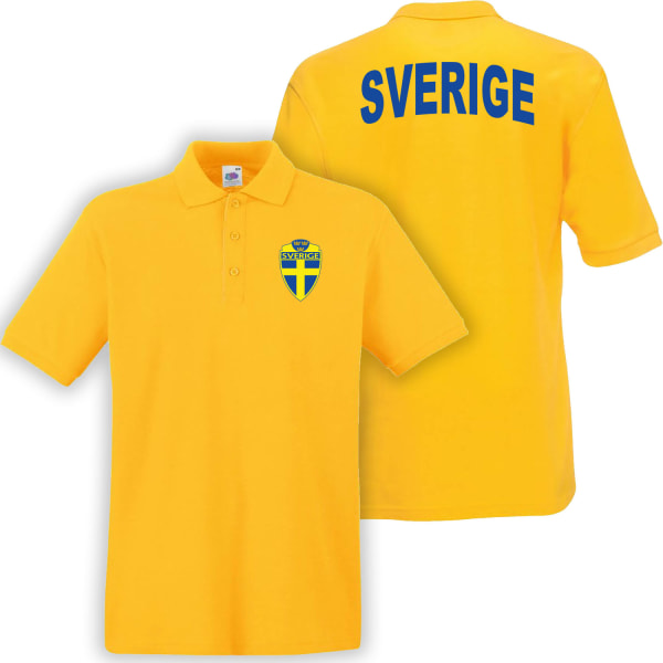 Sverige gul Piké tröja - Sverige logo tryck. Sweden T-shirt M
