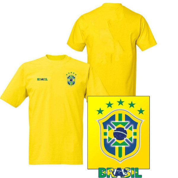 Brasilien stil fotbollströja i polyester VM 2022 Yellow S