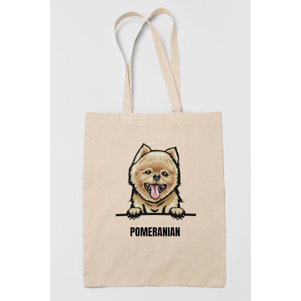 Pomeranian tygkasse hund shopping väska Tote bag Nature one size