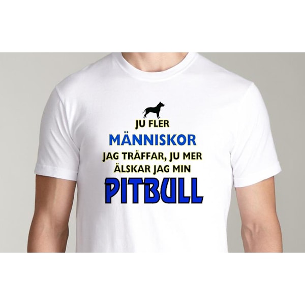 Vit T-shirt  - Pitbull hund tröja XL
