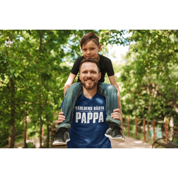 Pappa  T-shirt Marinblå  Världens bästa pappa design Navy MarineBlue XXL