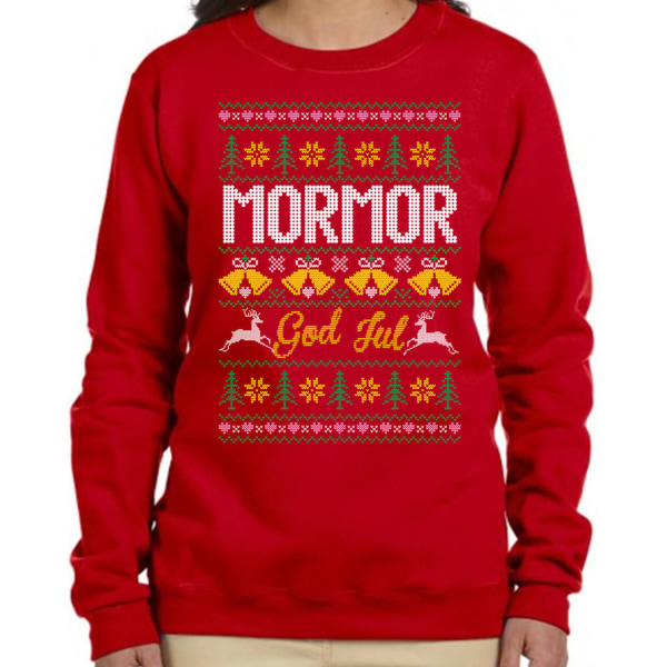 Mormor  Jultröja - Christmas jumper stil röd sweatshirt XL