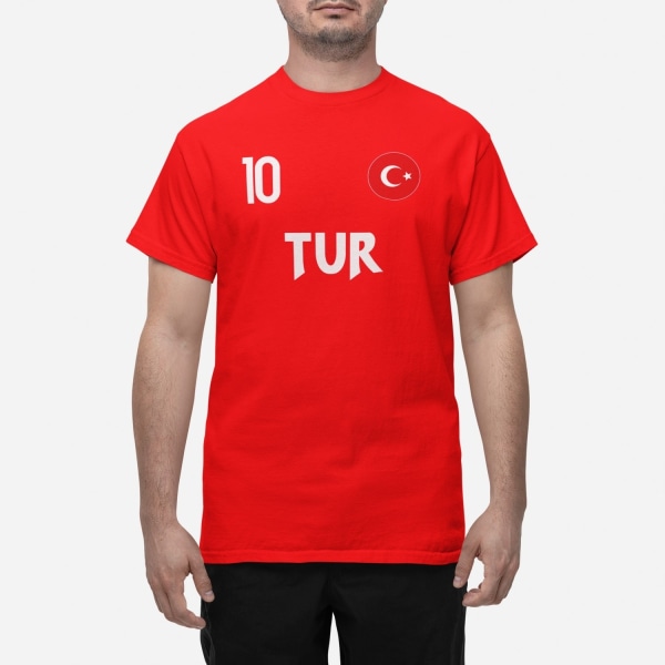 Turkiet landslag t-shirt i röd med TUR & 10 fotboll euro24 XL