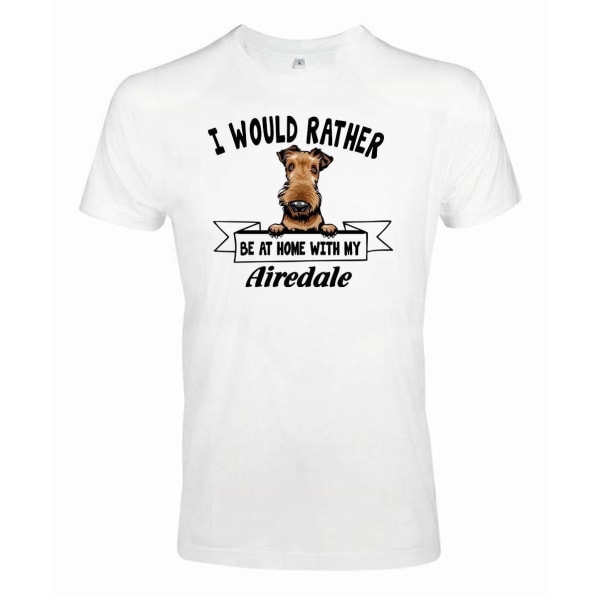 Airedale Kikande hund t-shirt - Rather be with... White XXXL