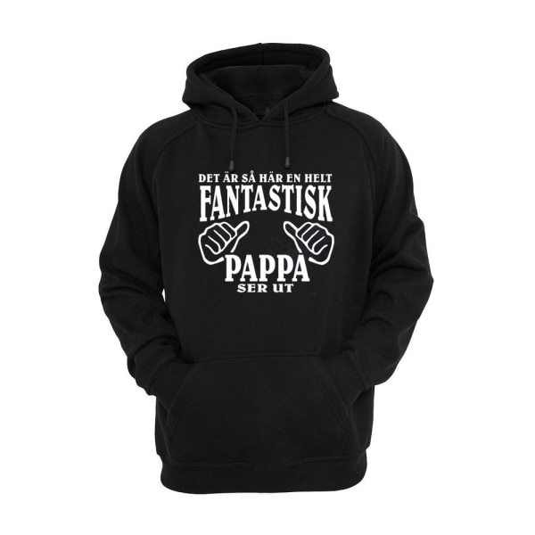 Pappa svart Hoodie Sweatshirt - Huvtröja - Fantastisk Pappa S