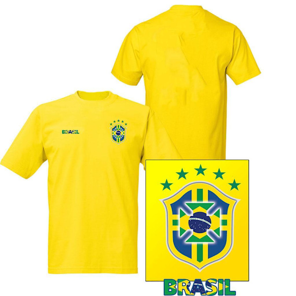 Brasilien stil fotbollströja i polyester VM 2022 Yellow 130cl 7-8 år