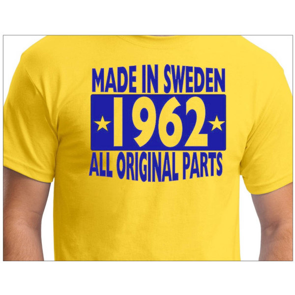 Gul T-shirt Lavet i Sverige 1962 Alle originale dele XXL