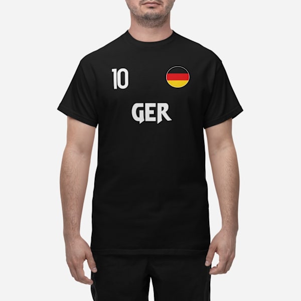 Tyskland landslag t-shirt i svart med GER & 10 fotboll Germany XXL