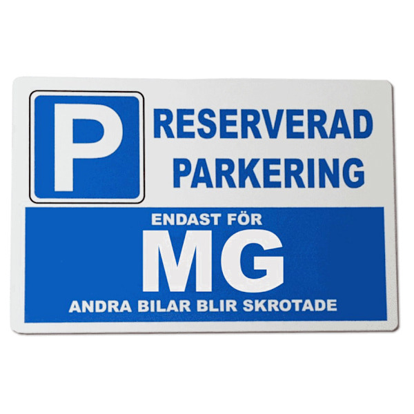 Metall plåtskylt med ' MG ' design - 30x20 cm skylt