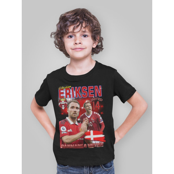 Christian Eriksen Svart united t-shirt  manchester utd Danmark 164cl youth 14-15år