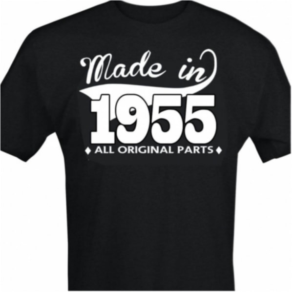 Svart T-shirt med design - Made in 1955 - all original parts XL