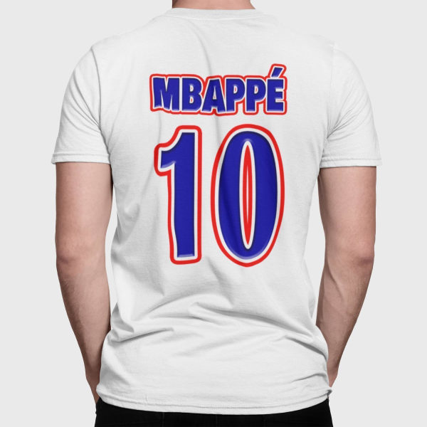 Mbappe Valkoinen urheilupaita t-paita Ranska Printti edessä ja takana L