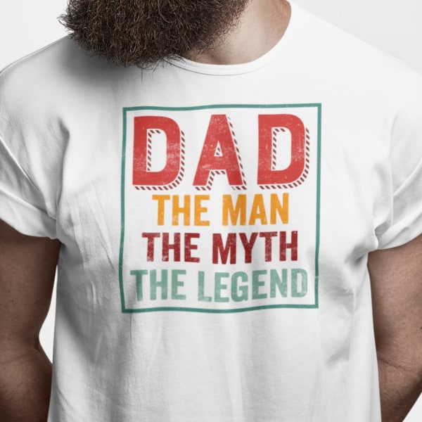 Valkoinen isän t-paita. Mies myytti legenda isä L