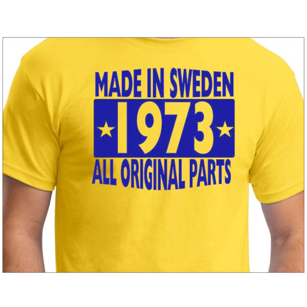 Gul T-shirt Lavet i Sverige 1973 Alle originale dele L