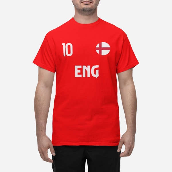 Englands landsholds-t-shirt i rød med ENG & 10 fodbold euro24 XXL