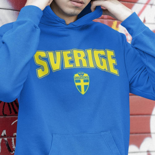 Sverige Hoodie blå - Huvtröja - Sverige fotboll hoodie XL