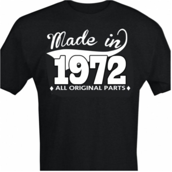 Svart T-shirt med design - Made in 1972 - All original parts XL