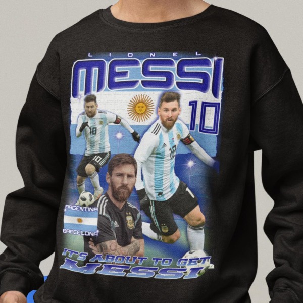 Messi Sweatshirt - Argentina spelare tröja svart 128cl