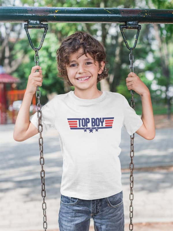 Top Boy vit t-shirt med coolt tryck fram M