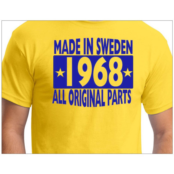 Gul T-shirt Lavet i Sverige 1968 Alle originale dele M